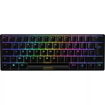 Sharkoon SGK50 S4 klaviatūra žaidimams USB AZERTY prancūziška juoda 60% RGB LED