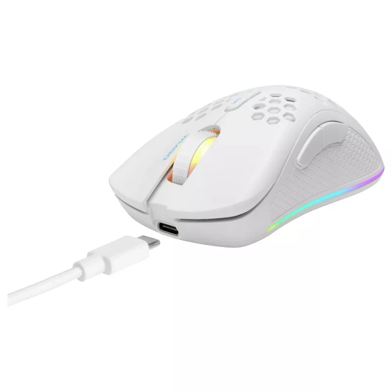 Belaidė RF pelė žaidimams Deltaco GAM-120-W, balta, USB Type-C