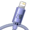 Baseus Crystal Shine laidas USB į Lightning, 2,4A, 2m (violetinis)