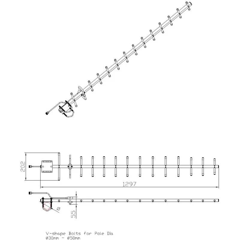 Kryptinė Yagi antena ALLNET ANT-868-14dbi-Yagi 868 MHz 14 dBi N-Moteriška