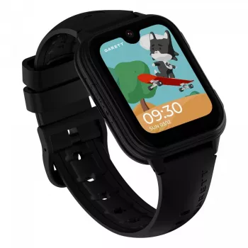 Išmanusis laikrodis Garett Kids Vibe Ai 4G juodas – vaikų išmanusis laikrodis su 4G, GPS sekimu, atsparus vandeniui