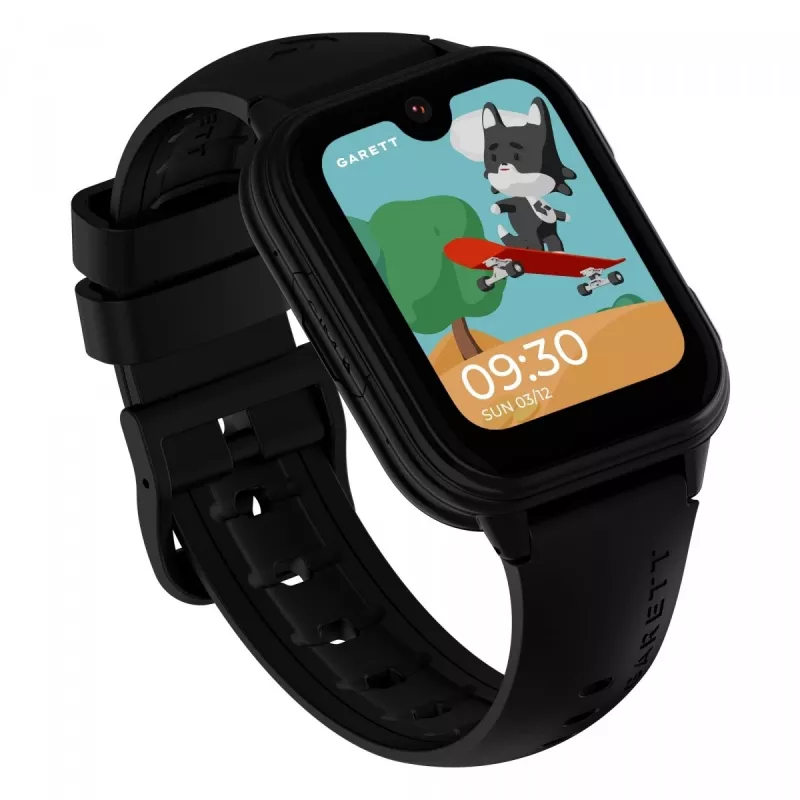 Išmanusis laikrodis Garett Kids Vibe Ai 4G juodas – vaikų išmanusis laikrodis su 4G, GPS sekimu, atsparus vandeniui