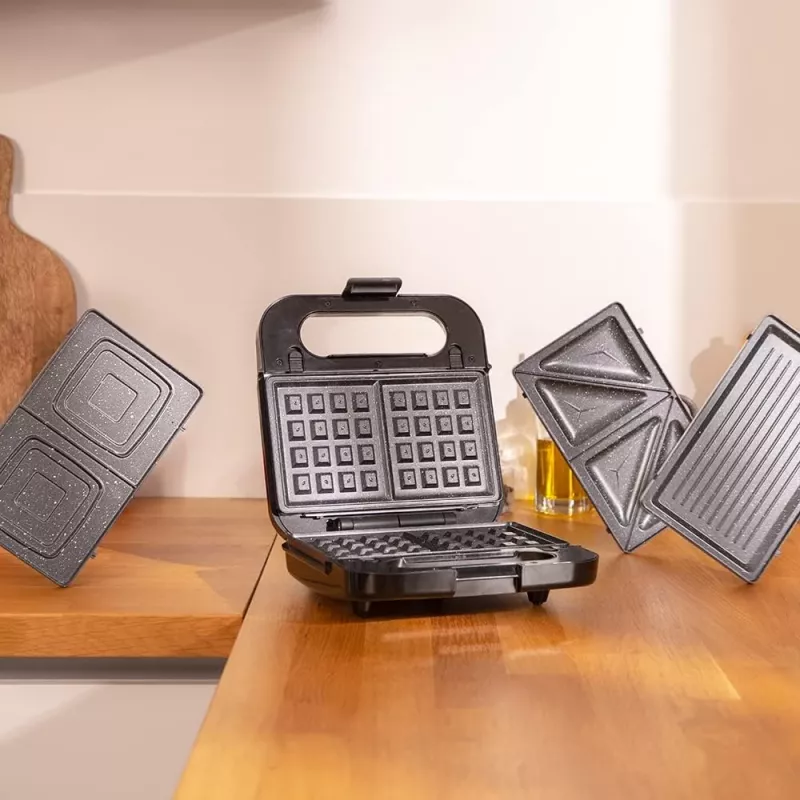 Cecotec sumuštinių keptuvė Rock’nToast 4in1, 1000 W, 4 plokštės, juoda