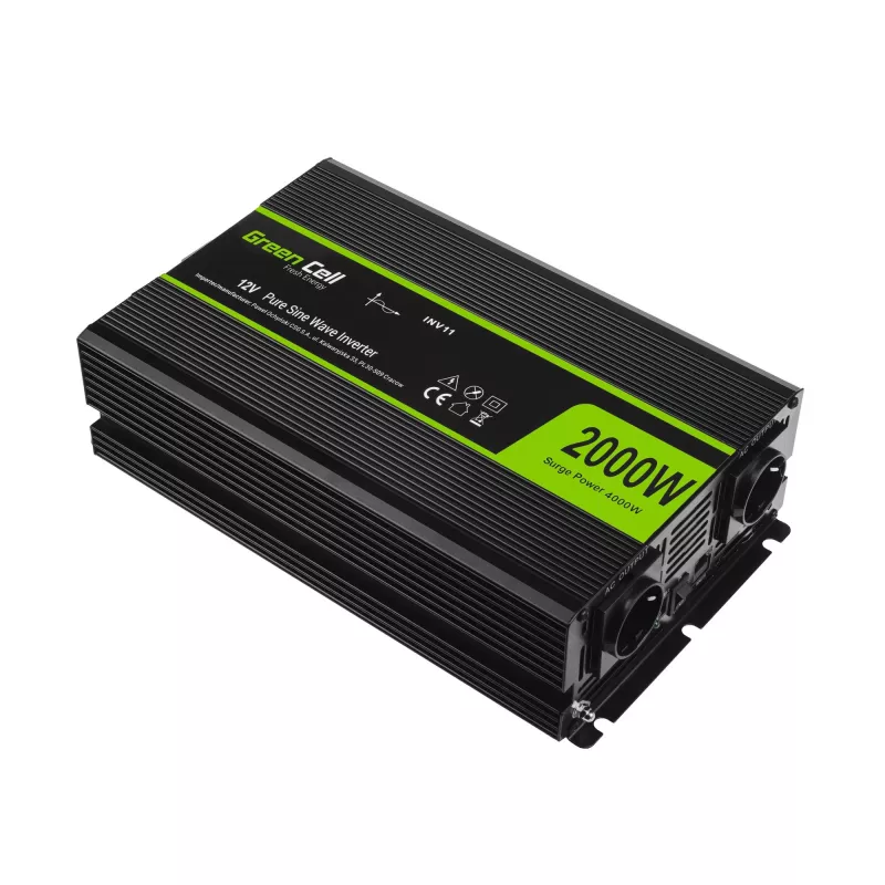 Green Cell INV11 keitiklis automobilinis 2000 W juodas
