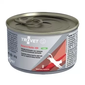Šlapias kačių ėdalas TROVET Renal & Oxalate RID Ėriena 100 g – veterinarinė dieta suaugusioms katėms, inkstų ir oksalatų palaikymui