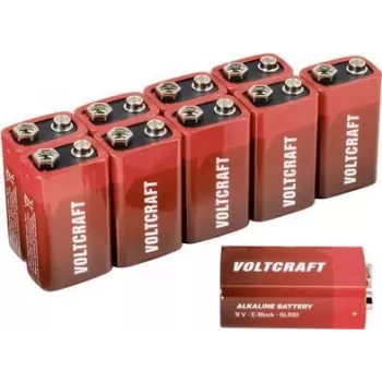 VOLTCRAFT 6LR61 9 V blokinis akumuliatorius šarminis 550 mAh 9 V 10 vnt. (VC-12629385)