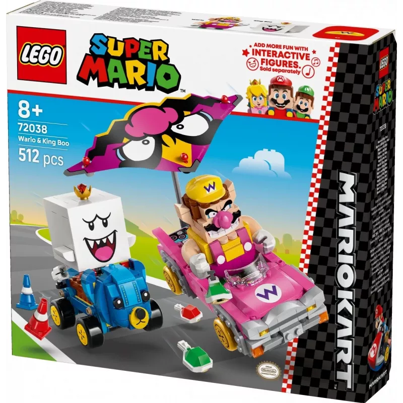 LEGO 72038 Super Mario Mario Kart Wario King Buu Huu – konstrukcinis žaidimų rinkinys su veikėjų figūrėlėmis ir trasos elementais