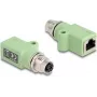 Delock 60682 M12 X-coded 8-pin lizdas į RJ45 lizdą adapteris, Cat.5e, tiesus, žalias