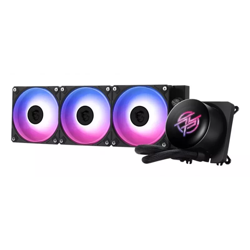 MSI MPG CORELIQUID P13 — 120 mm ventiliatoriai, 3 ventiliatorių radiatorius, LGA 1851 palaikymas, juoda
