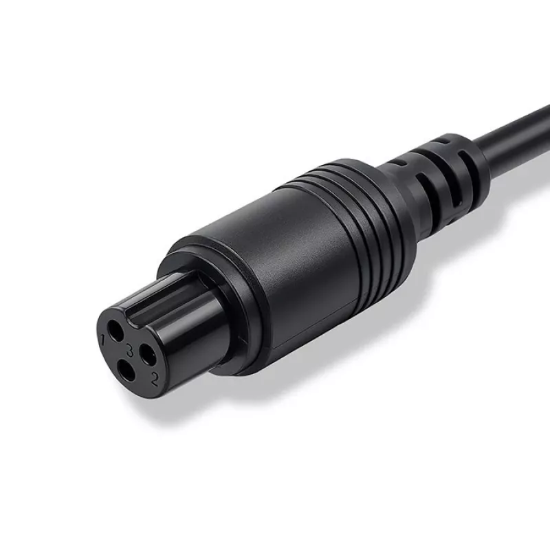 E-dviračio įkroviklis QOLTEC 36V–42V 2A su GX12 3 kontaktų jungtimi