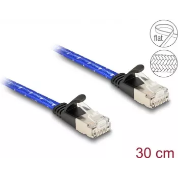 Tinklo kabelis DeLOCK RJ45 plokščias Cat.6A 0,3m mėlynas