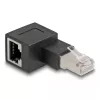 DeLOCK RJ45 kištukas į RJ45 lizdą adapteris Cat.6A 90° kairėn juodas