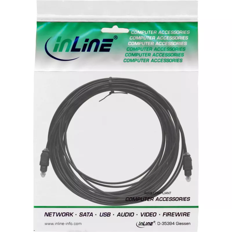 InLine optinis garso kabelis Toslink kištukas/kištukas, 15 m, juodas (89916)