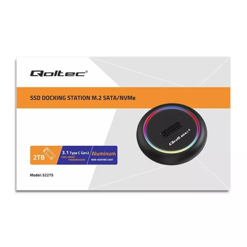 Qoltec 52275 M.2 SSD diskų dokavimo stotis, SATA/NVMe, USB-C