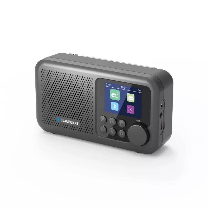 Radijo laikrodis BLAUPUNKT DR8BK – skaitmeninis žadintuvas su FM/DAB+, Bluetooth 5.3, 2W, 1800 mAh, USB įkrovimu, juodas