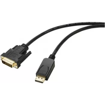 Renkforce DisplayPort / DVI adapterinis kabelis, DisplayPort kištukas, DVI-D 24+1 kontaktų kištukas, 1,80 m, juodas, RF-5771518, PVC apvalkalas