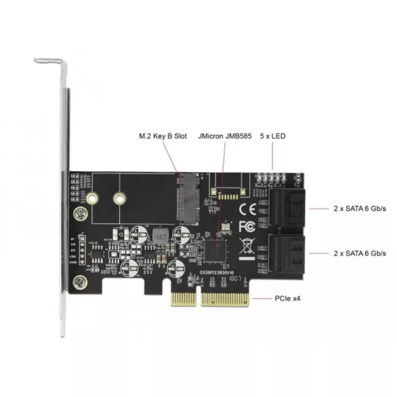 DeLOCK 90396 Vidinė PCIe sąsajos plokštė su 4 SATA prievadais ir M.2 lizdu