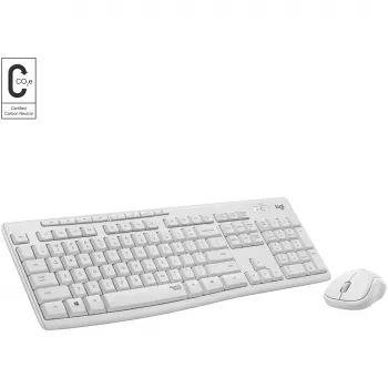 Logitech MK295 tylus klaviatūros ir pelės rinkinys, baltas, belaidis su USB imtuvu, Šveicarijos išdėstymas, 920-009872