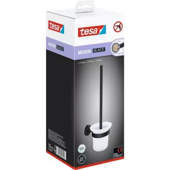 Tesa MOON BLACK - WC šepetys su laikikliu - Juoda - Balta - Stiklas - Metalas - 112 mm - 145 mm