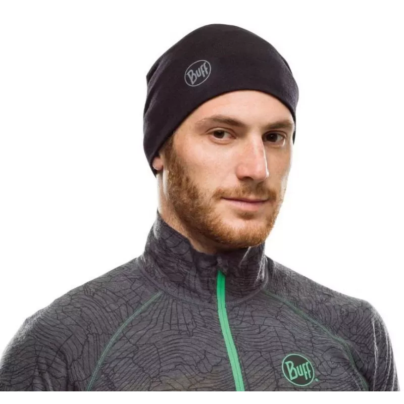 Kepurė Buff Merino Midweight – Solid Black, vieno dydžio, merino vilna, ruduo/žiema, sportui