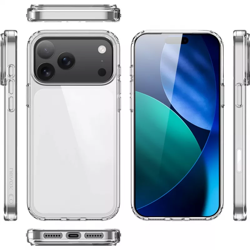 Nevox StyleShell SHOCKFlex dėklas iPhone 17 Pro, permatomas
