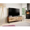 TV stovas Cama Meble LOTTA 140 cm – wotan ąžuolo rėmas, juoda medžio drožlių plokštės viršus, 1400×400×530 mm