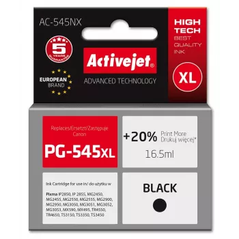 Kasetė ActiveJet AC-545NX juoda, suderinama su Canon PG-545XL, XL didelės talpos, 16,5 ml pigmentinis rašalas