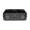 Eaton Tripp Lite serijos 2 prievadų USB/HD kabelinis KVM jungiklis su garsu/vaizdu, kabeliais ir USB periferinių įrenginių bendrinimu - KVM-/garso-/USB jungiklis - 2 x KVM/garso/USB - 1 vietinis vartotojas - darbalaukis