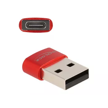 Delock USB adapteris USB (M) į 24 kontaktų USB-C (M) USB 2.0 3 A raudonas (60050)