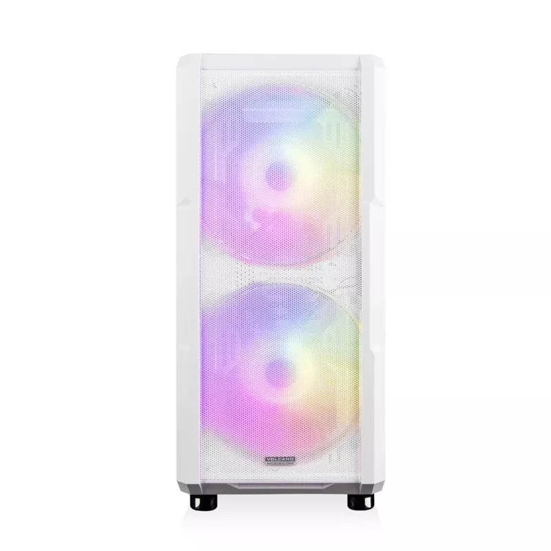 PC korpusas MODECOM AMIRANI ARGB Midi Tower Baltas — ATX/ITX, 35 cm GPU, 16,5 cm aušintuvas, 2x200 mm ventiliatoriai