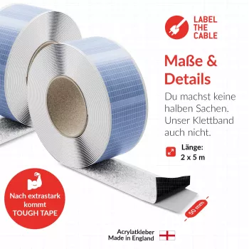 Kabelių diržas Label the Cable LTC 1620-5-50 — lipnusis užsegimas ritinys 5 m × 50 mm, baltas