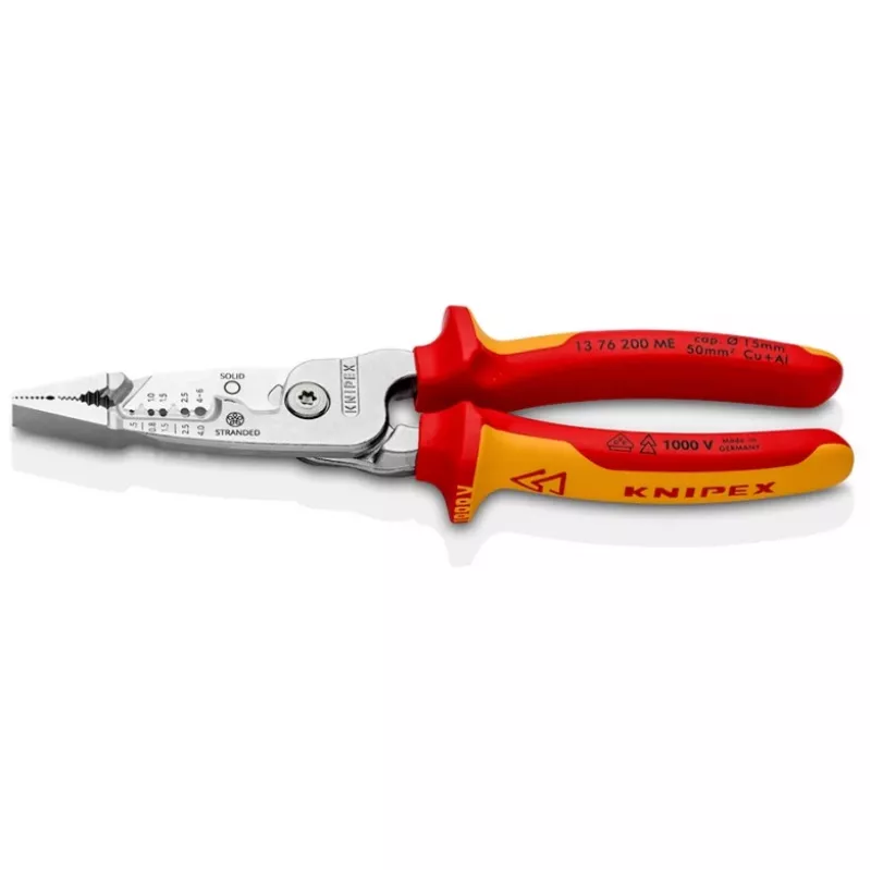 Kabelių nuėmiklis Knipex 13 76 200 ME 6 mm nuėmimo galia Raudonas Nerūdijantis plienas Geltonas