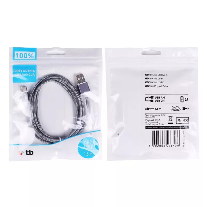 TB USB - USB C laidas 1,5 m pilkas (AKTBXKUCSBA150S)