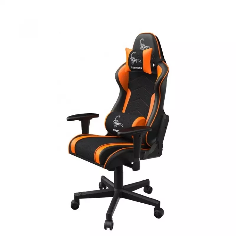 GEMBIRD GC-SCORPION-04X žaidimų kėdė juoda-oranžinė, ergonomiškas dizainas, reguliuojamas aukštis, aukšta atlošo dalis