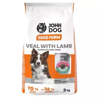 Sausas šunų ėdalas John Dog Good Form Adult Veršiena su ėriena, 3 kg