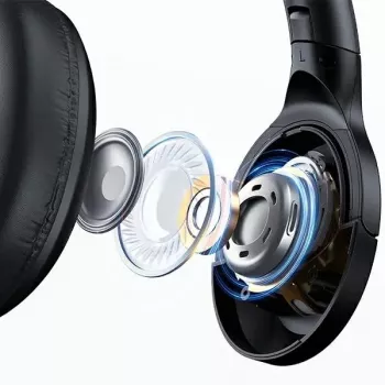 Usams Bluetooth 5.3 ausinės virš galvos, US-YH serija, juodos/juodos TDLYEJYS01