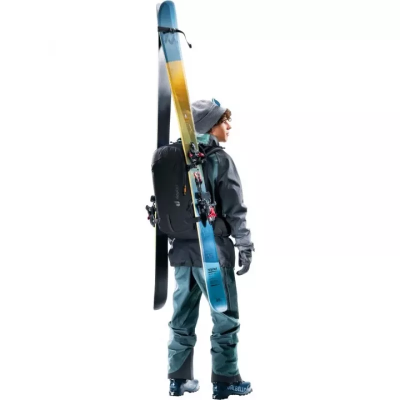 Kuprinė DEUTER Freerider Pro 34+ – techninė freeride slidžių žygiams, 34 L, juoda, šalmo laikiklis, klubų diržas