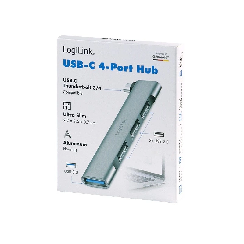 LogiLink USB 3.2 Gen1 Hub 4 prievadų USB-C 1x USB 3.0 AF 3x USB 2.0 AF UA0437