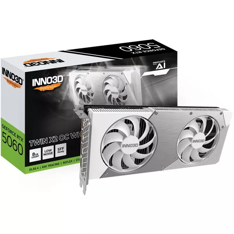 Vaizdo plokštė Inno3D GeForce RTX 5060 Twin X2 OC — 8 GB GDDR7, 128 bit, PCIe 5.0, 2280 MHz