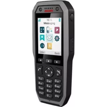 ASCOM d83 Protector EX – DECT ragelis pavojingoms aplinkoms (2,4 colių LED spalvotas ekranas, Bluetooth, plačiajuostis garsas, ATEX sertifikatas) – juodas (DH8-ACAB)