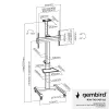 Grindinis TV stovas Gembird TVS-70T-02, 37–70 colių, 70 kg, VESA 200x200–600x400, pakreipimas ±5°/−12°, aukščio reguliavimas, ratukai, kabelių valdymas