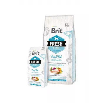 Sausas šunų ėdalas Brit Fresh Fish with Pumpkin Adult Large Muscles & Joints 12 kg, baltymai 26%, riebalai 14%, be grūdų