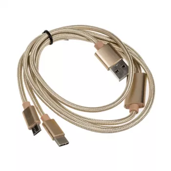 Akasa AK-CBUB42-12GL USB laidas 1,2 m USB 2.0 USB A USB C / Micro-USB B Auksinis