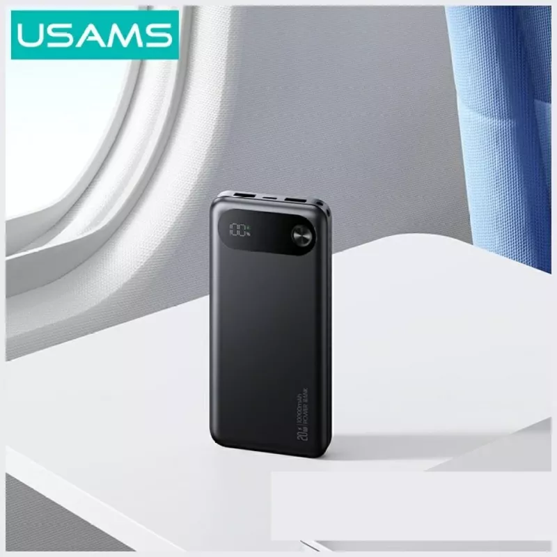 Powerbank USAMS PB80 PD20W 10000mAh – nešiojamas įkroviklis, juodas