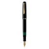 Pelikan M200 rašiklis, juodas, auksinis, integruota užpildymo sistema, derva, auksinis, italinis plunksninis antgalis, auksinis, nerūdijantis plienas
