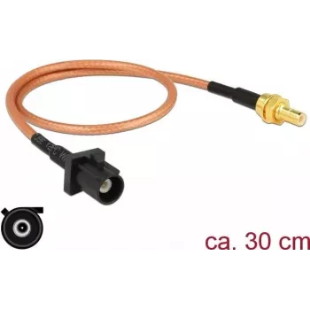 Koaksialinis kabelis DeLOCK 89676 RG-316 0,3 m FAKRA A SMB juodas rudas auksinis