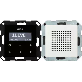 Radijo laikrodis Gira Clock 228027 Skaitmeninis FM 87.5–107.9 MHz, skaitmeninis imtuvas, montavimui ant sienos arba ant stalo