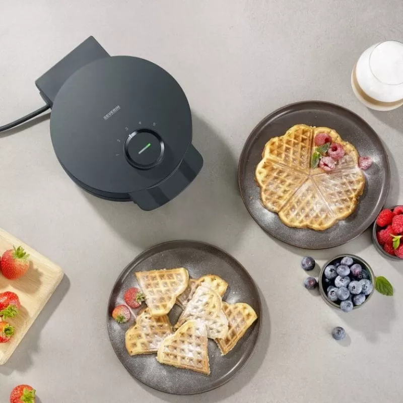Vafelinė Severin WA 2116 1000 W Juoda Širdelės Forma