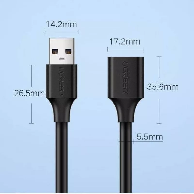 Ugreen USB 3.0 ilginimo laidas (motina) į USB 3.0 (tėvas) 2m (juodas)