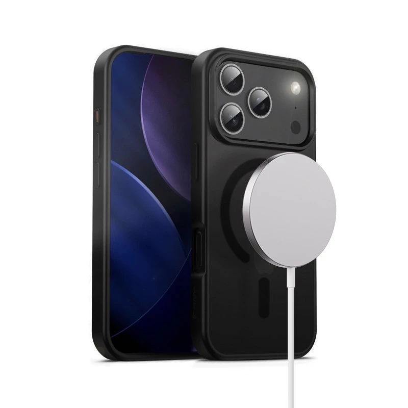 Telefono dėklas Crong MagSafe, skirtas iPhone 17 Pro — hibridinis juodas